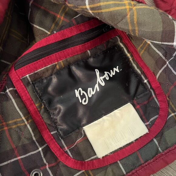 Barbour Quilted Blanket Lined Jacket Red Sz L Corduroy Collar Field Chore* - Picture 13 of 16